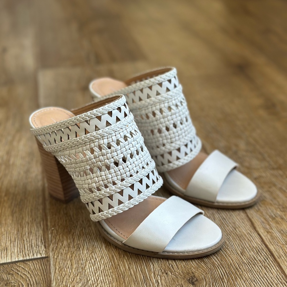 Report Cream Woven Block Heeled Sandals